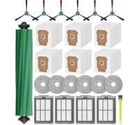 24 Accessoires pour iRobot Roomba Plus 505 Combo / 405 Combo Ersatzteile de Rechange: 6 Sac Aspirateur, 1 Brosse Principale, 6 Brosses Latérales, 6 Lingettes, 4 Filtres HEPA, 1 Brosse de Nettoyage