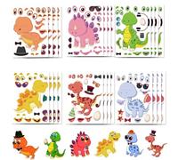 24 Autocollant Animaux - Stickers Dinosaures pour la Création de Visages Amusants, Gomettes Autocollantes pour Party Faveurs、Événements de fête etc, rentree scolaire