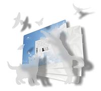 24 autocollants de chats, papillons et oiseaux pour porte vitrée, fenêtre, paroi de douche, mur - Décoration et prévention (choc) - Couleur Sablé dépoli.