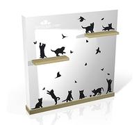 24 autocollants de chats, papillons et oiseaux pour porte vitrée, fenêtre, paroi de douche, mur - Décoration et prévention (choc) - Couleur Noir.