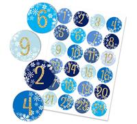 24 autocollants des chiffres du calendrier de l'Avent - cristaux de glace - bleu froid n° 26 - autocollant de 4 cm - pour le bricolage et la décoration - par Papierdrachen