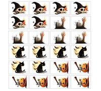 24 autocollants muraux décoratifs en papier autocollant représentant des citrouilles et des crânes, parfaits pour Halloween.