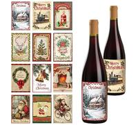 24 autocollants pour bouteilles de vin de noël étiquettes pour bouteilles de vin pour annoncer une grossesse et étiquettes pour bouteilles de grossesse motifs vintage de noël étiquettes