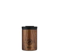 24 Bottles - Gobelet Isotherme en Acier Inoxydable 350 ml - Thermos Rond Réutilisable - Lot de 24 - Brown - Lettre - Bois de Séquoia Imprimé