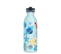 24 Bottles Kids Bottle Gourde pour enfants école primaire et maternelle de 250/500 ml, bouteille avec bouchon 100% hermétique, bouteille Eco inox [non thermique, ultra légère] (500 ml, Sea Friends)