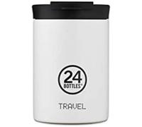 24BOTTLES Travel Tumbler - Mug Isotherme Cafe et The 350 ml, Tasse Isotherme 100% Hermétique, Thermos 6h Hot et 24h Cold, Bouteille Gourde Isotherme Inox Écologique au Design Italien, Ice White