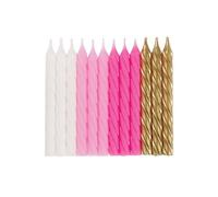 Unique Bougies d'anniversaire 19972 – 24 spirales 7 cm – Rose, blanc et doré