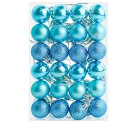 Lot de 24 boules de Noël incassables de 30 mm - Mini boules de Noël à suspendre pour sapin de Noël, vacances, décoration de fête de mariage - Bleu clair
