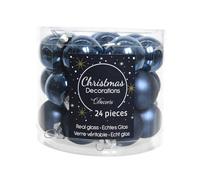 24 Boules de noël en verre bleu nuit