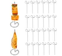 24 brochettes en acier inoxydable, brochettes rondes verticales réutilisables en métal, accessoires pour barbecue, petits et courts, pour grillades, pâtisserie, camping