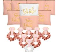 24 Cadeaux de Mariée Demoiselle d'honneur 8 Trousses de Maquillage Demoiselle d'honneur Team Brides 8 Chouchous en Satin de Demoiselle d'honneur 8 Cartes de Mariage (Vif, Classique)