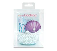 Caissettes et cake toppers - SCRAPCOOKING - Sirène - 24 pièces - Papier alimentaire - Décoration cupcakes