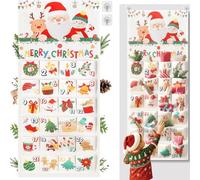 24 Calendrier de l'avent Tissu avec 2 Crochets, 2025 calendrier avent a Remplir à Suspendre, Calendrier de l'Avent en Tissu à Remplir pour Écrire Dessus, Décoration Murale, Cadeaux d'Invités