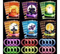 24 Carte Invitation Halloween+LED Pulseras Luminosas Fluorescentes, Invitation Anniversaire Halloween, Citrouille,Fantôme,Château Spooky,Carte Invitation Anniversaire pour Enfants et Adultes Pinata