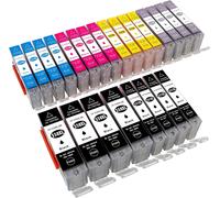 24 Cartouches D'Encre Compatible Pour Imprimante Canon Pixma Mg7550 Mg6350/Mg7150/Ip8750 4 Photos Noir 4 X Cyan 4 X Magenta 4 X Jaune 4 X Jaune 4 X Gris[ENC943549]