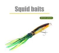 24 Cm/40g Leurres De PêChe Leurres De Calmar AppâTs De Poisson AppâTs De Manivelle Attirail Jig Triple Crochet Marron Vert