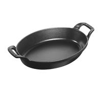 STAUB Plat Empilable en Fonte, Ovale, Ø 24 cm, 1 L, Noir Mat