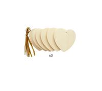 24 coeurs en bois à suspendre 6 cm