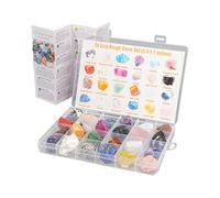 24 Collection de cristaux minéraux naturels naturels | Éducation | 25x15x5cm | Calendrier GEM de l'Avent 24-Day 2025 | Kit de science des jouets éducatifs | Bon cadeau | Pour les
