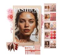 24-Color Eyeshadow Palette - 5-Layer Book-Style Foldable Makeup Palette Set,With 67 Pro Shades,With Eyeshadow Blush Highlighter Bronzer,Portable Travel Makeup Set (TypeA+8×makeup brush set, SIZE)