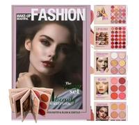 24-Color Eyeshadow Palette, 5-Layer Book-Style Makeup Palette with 67 Pro Shades, Multifunction Makeup Book with 24 Eyeshadow, 24 Lipstick, 6 Blush, 6 Contour & Highlighter (Rose Bloom)