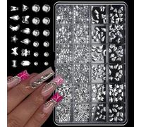 24 compartiments en résine colorée pour ongles, diamants avec différents styles pour la maison, le salon et les fêtes, perles à ongles de forme mixte pour manucure
