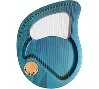 24 Cordes Lyre Harpe Bois Massif Acajou Meilleur Cadeau pour Les Mélomanes Débutants Enfants Adulte avec Clé D’accordage Médiator Corde De Rechange Et Tutoriel De Musique Anglaise, Blue