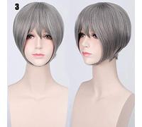 24 couleurs 30 cm Bobo cheveux courts rouge argent gris clair doré jaune vert rose violet Orange blanc universel Cosplay perruque frange K047-3