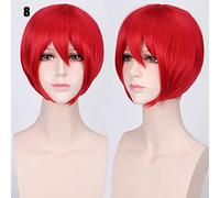24 couleurs 30 cm Bobo cheveux courts rouge argent gris clair doré jaune vert rose violet Orange blanc universel Cosplay perruque frange K047-8