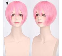 24 couleurs 30 cm Bobo cheveux courts rouge argent gris clair doré jaune vert rose violet Orange blanc universel Cosplay perruque frange K047-9