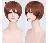 24 couleurs 30 cm Bobo cheveux courts rouge argent gris clair doré jaune vert rose violet Orange blanc universel Cosplay perruque frange K047-6