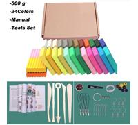 24 couleurs avec outils - Pâte polymère douce pour moulage bricolage four artisanal Kit de moulage à la ma