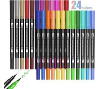 24 Couleurs Feutre Acrylique À Double Pointe, Stylo Feutre Aquarelle Pour Coloriage, Dessin, ?uf De Pâques, Journal