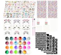 24 Couleurs Kit Tatouage Paillettes Enfant, Imperméable Tatouage à Paillettes, Kit Maquillage De Tatouage Paillette Temporaires, Garçons Fille Tatouage Paillette Pour Carnaval Cosplay Fête