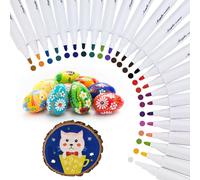 24 Couleurs Marqueur Peinture Acrylique, Feutre Acrylique Couleurs Vives Tooli Art Acrylique Pour Papier, Pierre, Textile, Verre, Toile, Galet, Bois, Travaux Manuels de Pâques et de Noël