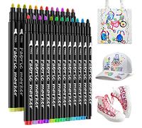 24 Couleurs Marqueurs Textile et Tissu, Marqueur Feutre Textiles Non-Toxique Feutres Indélébile - Idéal pour T Shirt Blanc, Sac Tissu, Tote Bag Vierge, Chaussures