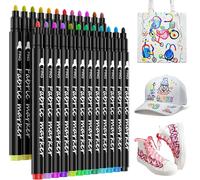 24 Couleurs Marqueurs Textile Et Tissu, Marqueur Feutre Textiles Non-Toxique Feutres Indélébile - Idéal Pour T Shirt Blanc, Sac Tissu, Tote Bag Vierge, Chaussures