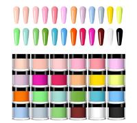 24 couleurs Produit de nail art Poudre acrylique, pour extension, sculpture et décoration, poudre cristal triple, nail art UV et french manucure, 10g Charms pour ongles, pierres décoratives pour ongle
