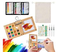 24 Couleurs Set Aquarelle Miniature, Mini kit de Peinture Aquarelle de Voyage, Palette d'aquarelle Pliable avec Sac de Rangement, Palette Portable Nano pour Aquarelles avec Pinceaux Clip (Vert)