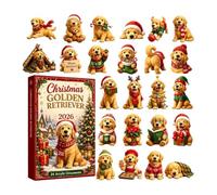 24-Day Cute Dog Christmas Countdown Calendar, 2D Acrylic Ornaments | For Windowss, Doors, Trees, Car Rearview Mirrors, Keychains and Backpacks