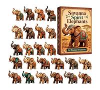 24-Day Elephant Christmas Countdown Calendar, 2D Acrylic Ornament | 2026 Christmas Countdown Ornament for Kids Adults Home Living Room Bedroom Nursery Tree Mantel