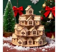 24 Day Wooden House Advent Calendar Christmas Decoration