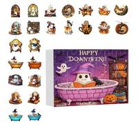 24 Days 2D Acrylic Reading Ghost Ornament | Halloween Ghost Ornament Countdown Calendar,Spooky Charm For Bedroom Living Room Wall Window Door Bookshelf Tree Drapery