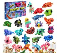 24 Days Collectible Big Eyes Hinged Toys Mini 3D Printed Animals Funny