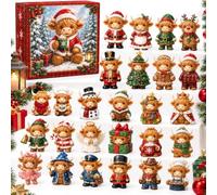 24 Days of 3D Highland Cow Magic Advent Calendar 2026，B,2PC | Highland Cow Advent Calendar,24PCS Cute Collectible Cow Mini Figures,Farmhouse Holiday Decor,for Christmas Ornaments