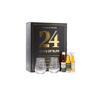 Calendrier de l'Avent Black Edition 24 jours de Rhum - 24 mignonnettes - Le calendrier -24 fioles 2cl + 2 verres-