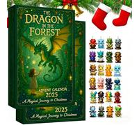 24 Days * the Dragon in the Forest Advent Calendar 2025, Funny Dragon Advent Calendar with 24 Unique Dragon Baby Christmas Tree Flat Decorations for Adults Kids (2pcs)