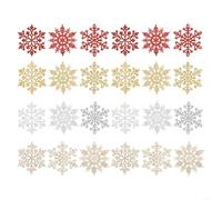 24 décorations en forme de flocon de neige pour intérieur et extérieur, fabriquées à partir de plastique durable avec un design de suspension pratique pour de multiples utilisations festives