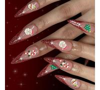 24 Divisions Glinting Holiday Unguis Transfers Santa Candy Stick Plan Permanent ABS Substance Party Art Addons Célébration Scintillate Set