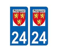24 Dordogne Périgord autocollant plaque immatriculation auto sticker - Couleur : arrondis - Angles : arrondis